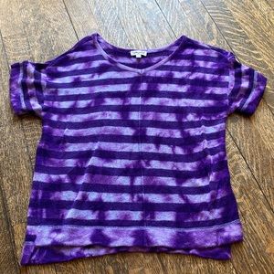 Splendid girls knit top with purple tie dye and stripes